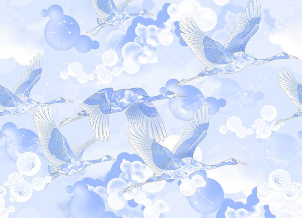 SW-FABR-BLCRANE_swoon_fabric_blue crane_31.2x22.5cm